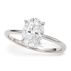 Size: 8 - 1 1/2 Carat Oval Lab Grown IGI G/VS1 Diamond Solitaire Ring in 14K White Gold
