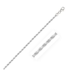 Size: 16'' - 14k White Gold Solid Diamond Cut Rope Chain (2.50 mm)