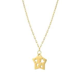 Size: 18 - Cutout Star Necklace in 14K Yellow Gold