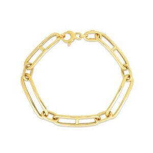 Size: 7.25 - 14k Yellow Gold 7 1/4 inch Elongated Alternating Mariner Link Bracelet