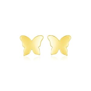 14k Yellow Gold Polished Butterfly Earrings