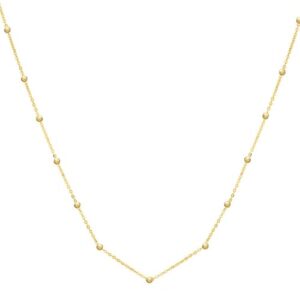 Size: 18 - Textured Saturn Bead Necklace in 14K Yellow Gold