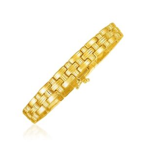 Size: 7.25'' - 14k Yellow Gold Basket Weave Bracelet