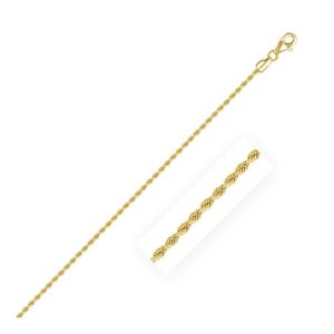 Size: 16'' - 14k Yellow Gold Solid Diamond Cut Rope Chain (1.80 mm)