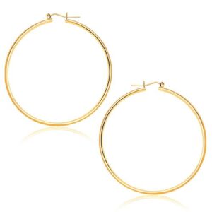 14k Yellow Gold Polished Hoop Earrings (1.5x45mm)