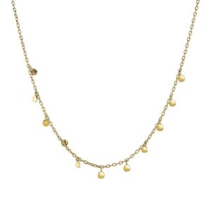 Size: 16'' - Choker Necklace with Hammered Beads in 14k Yellow Gold