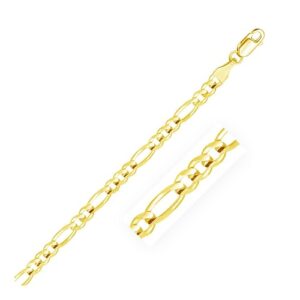 Size: 7 - 4.5mm 10k Yellow Gold Solid Figaro Bracelet