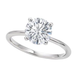 Size: 4.5 - 1 1/2 Carat Round Lab Grown IGI G/VS1 Diamond Solitaire Ring in 14K White Gold