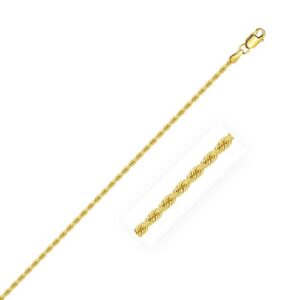 Size: 16'' - 14k Yellow Gold Solid Rope Chain (1.80 mm)