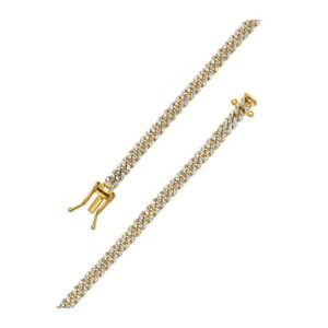 Size: 18 - Classic Miami Cuban White Pave Solid Chain in 14k Yellow Gold (4.00 mm)