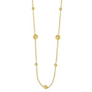 Size: 18 - Alternating Bead Chain Necklace in 14K Yellow Gold