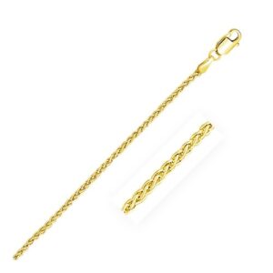 Size: 16'' - 14k Yellow Gold Round Wheat Chain (2.10 mm)