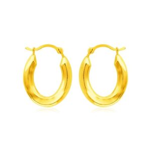 14k Yellow Gold Polished Oval Hoop Earrings