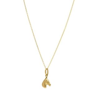 Size: 18 - Horse Profile Small Necklace in 14K Yellow Gold