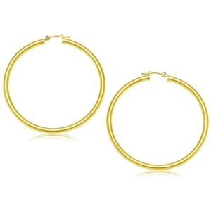 14k Yellow Gold Polished Hoop Earrings (3x50mm)