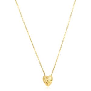 Size: 18'' - 14k Yellow Gold High Polish Scribbles Heart Necklace