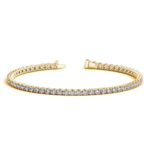 Size: 7 - Lab Grown Round Diamond Tennis Bracelet in 14k Yellow Gold (4 cctw F/G  VS2/SI1)