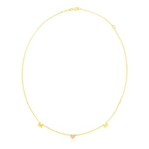 Size: 18'' - 14k Yellow and Rose Gold Mom Necklace