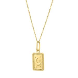 Size: 18 - Moon and Stars Necklace in 14K Yellow Gold