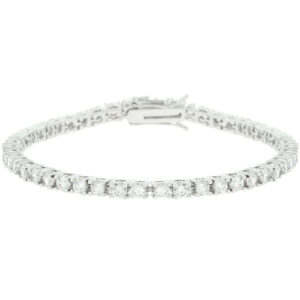 Silvertone Finish Victorian Cubic Zirconia Tennis 8 Inch Bracelet
