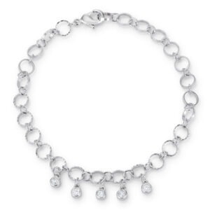.55 Ct Stunning 8" Rhodium Bracelet with CZ Charms
