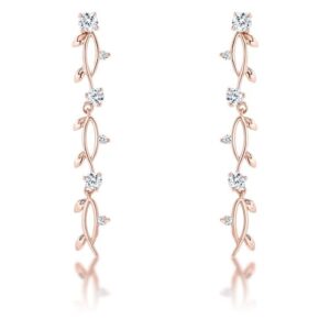 1.1Ct Vine Design Rose Gold Plated Earrings