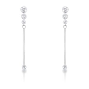 1.2Ct Graduated Rhodium Plated Drop Cubic Zirconia Earrings.