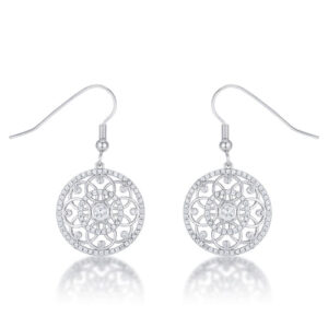.95 Ct Interlocking Circle Rhodium and CZ Earrings